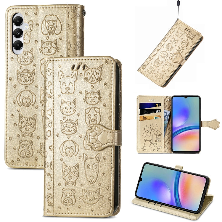 Cat and Dog Embossed Leather Phone Case, For Samsung Galaxy A15, For Samsung Galaxy A05s, For Samsung Galaxy M34 5G