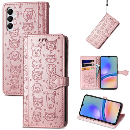 Cat and Dog Embossed Leather Phone Case, For Samsung Galaxy A15, For Samsung Galaxy A05s, For Samsung Galaxy M34 5G