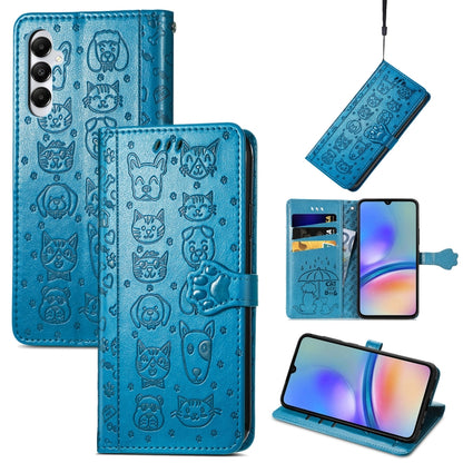 Cat and Dog Embossed Leather Phone Case, For Samsung Galaxy A15, For Samsung Galaxy A05s, For Samsung Galaxy M34 5G