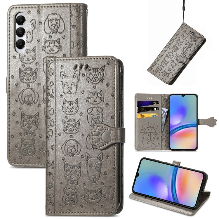 Cat and Dog Embossed Leather Phone Case, For Samsung Galaxy A15, For Samsung Galaxy A05s, For Samsung Galaxy M34 5G