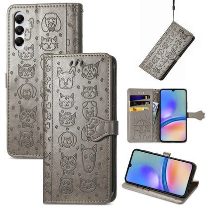 Cat and Dog Embossed Leather Phone Case, For Samsung Galaxy A15, For Samsung Galaxy A05s, For Samsung Galaxy M34 5G