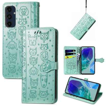 Cat and Dog Embossed Leather Phone Case, For Samsung Galaxy A16, For Samsung Galaxy A06, For Samsung Galaxy M35