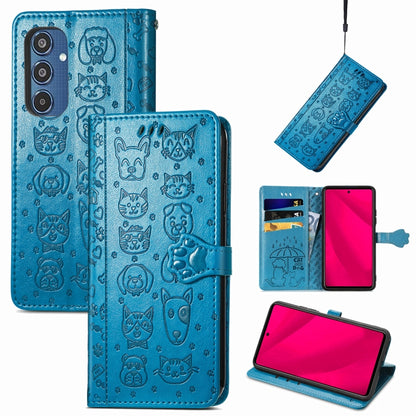 Cat and Dog Embossed Leather Phone Case, For Samsung Galaxy A16, For Samsung Galaxy A06, For Samsung Galaxy M35