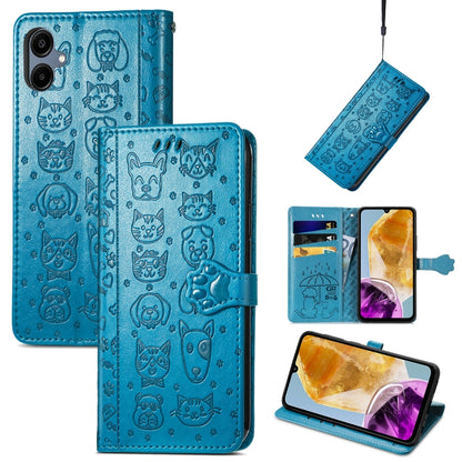 Cat and Dog Embossed Leather Phone Case, For Samsung Galaxy A16, For Samsung Galaxy A06, For Samsung Galaxy M35