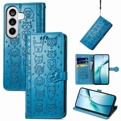 Cat and Dog Embossed Leather Phone Case, For Samsung Galaxy S26+ 5G, For Samsung Galaxy S26 Ultra 5G, For Samsung Galaxy S26 5G
