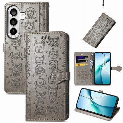 Cat and Dog Embossed Leather Phone Case, For Samsung Galaxy S26+ 5G, For Samsung Galaxy S26 Ultra 5G, For Samsung Galaxy S26 5G
