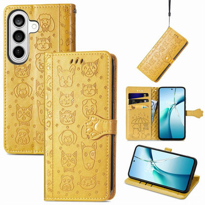 Cat and Dog Embossed Leather Phone Case, For Samsung Galaxy S26+ 5G, For Samsung Galaxy S26 Ultra 5G, For Samsung Galaxy S26 5G
