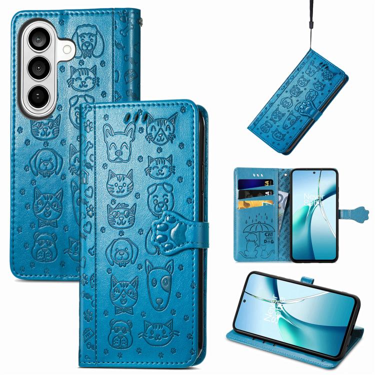Cat and Dog Embossed Leather Phone Case, For Samsung Galaxy S26+ 5G, For Samsung Galaxy S26 Ultra 5G, For Samsung Galaxy S26 5G