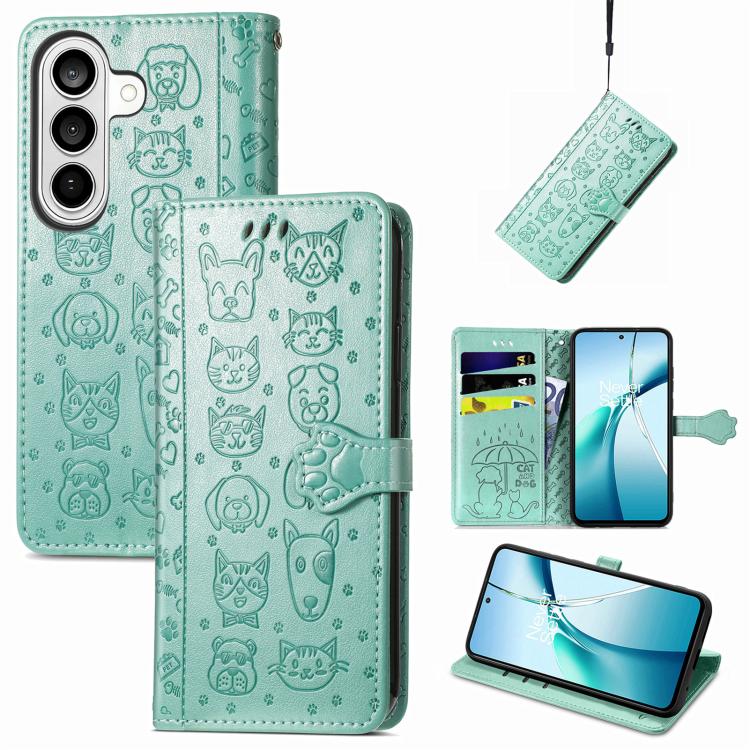 Cat and Dog Embossed Leather Phone Case, For Samsung Galaxy S26+ 5G, For Samsung Galaxy S26 Ultra 5G, For Samsung Galaxy S26 5G