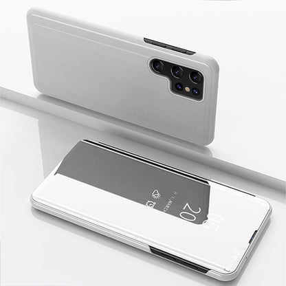 Plated Mirror Horizontal Flip Leather Phone Case with Holder, For Galaxy S25 5G, For Galaxy S25+ 5G, For Galaxy S25 Ultra 5G