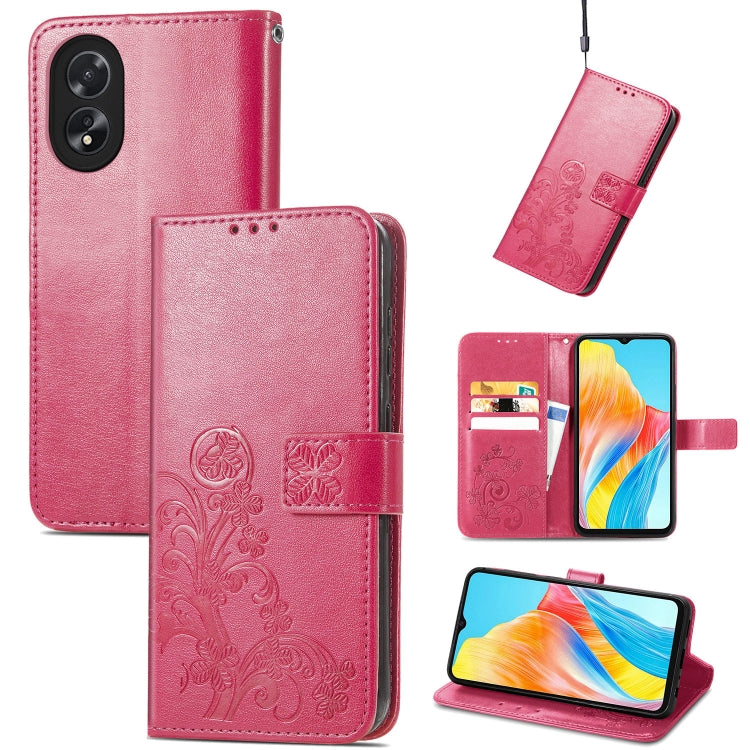 Four-leaf Clasp Embossed Buckle Leather Phone Case, ForOPPO A79 5G / A2 5G, For OPPO A38, For OPPO Reno10 /10 Pro Global