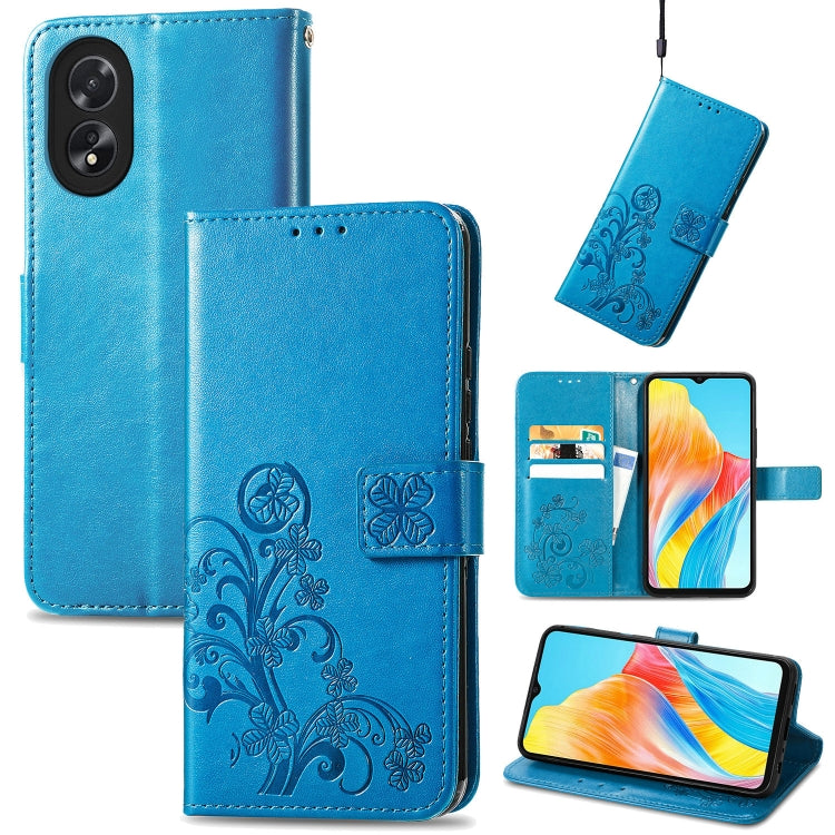 Four-leaf Clasp Embossed Buckle Leather Phone Case, ForOPPO A79 5G / A2 5G, For OPPO A38, For OPPO Reno10 /10 Pro Global