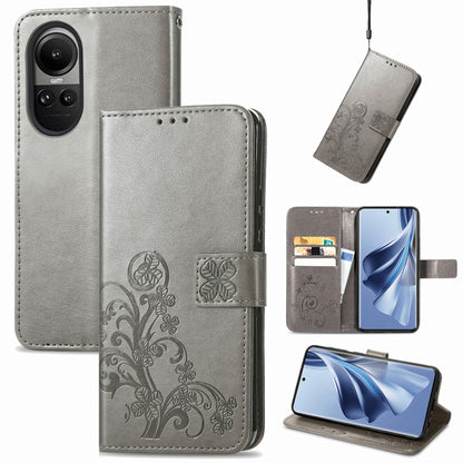 Four-leaf Clasp Embossed Buckle Leather Phone Case, ForOPPO A79 5G / A2 5G, For OPPO A38, For OPPO Reno10 /10 Pro Global