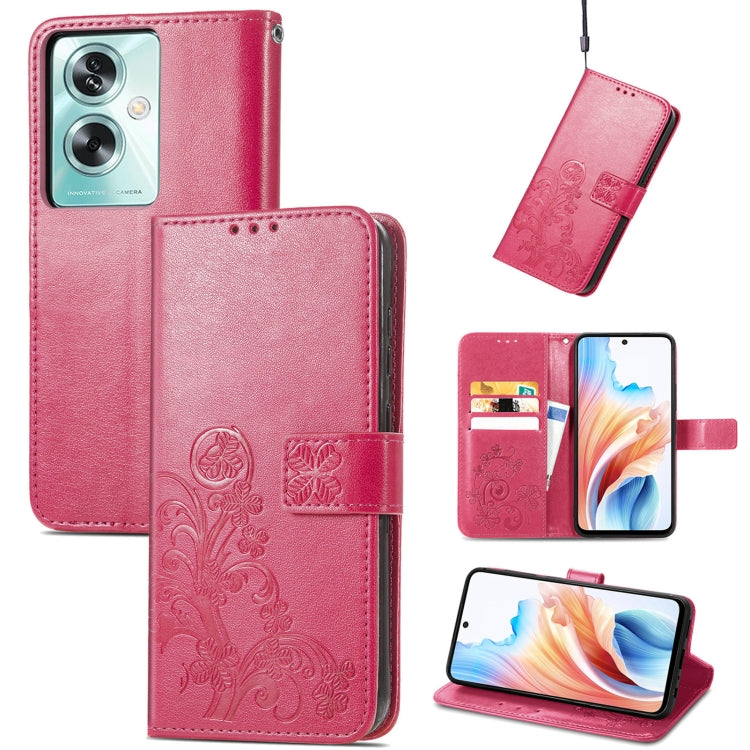 Four-leaf Clasp Embossed Buckle Leather Phone Case, ForOPPO A79 5G / A2 5G, For OPPO A38, For OPPO Reno10 /10 Pro Global