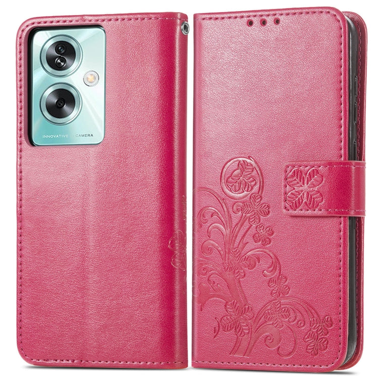 Four-leaf Clasp Embossed Buckle Leather Phone Case, ForOPPO A79 5G / A2 5G, For OPPO A38, For OPPO Reno10 /10 Pro Global