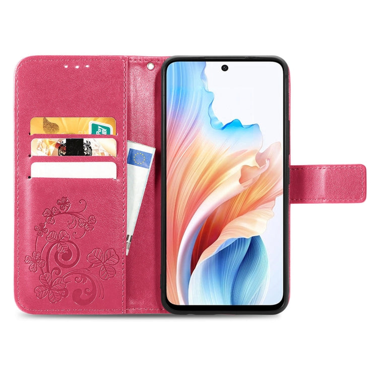 Four-leaf Clasp Embossed Buckle Leather Phone Case, ForOPPO A79 5G / A2 5G, For OPPO A38, For OPPO Reno10 /10 Pro Global