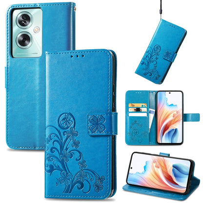 Four-leaf Clasp Embossed Buckle Leather Phone Case, ForOPPO A79 5G / A2 5G, For OPPO A38, For OPPO Reno10 /10 Pro Global