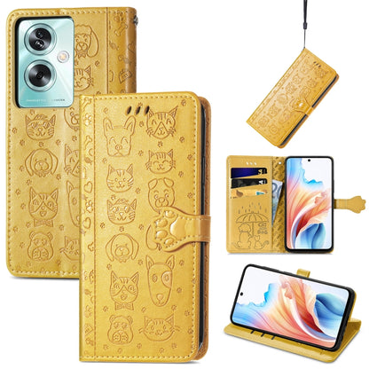 Cat and Dog Embossed Leather Phone Case, For OPPO A79 5G / A2 5G, ForOPPO Reno11 F 5G, For OPPO A38