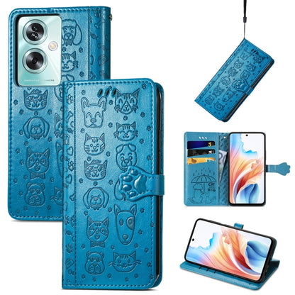 Cat and Dog Embossed Leather Phone Case, For OPPO A79 5G / A2 5G, ForOPPO Reno11 F 5G, For OPPO A38