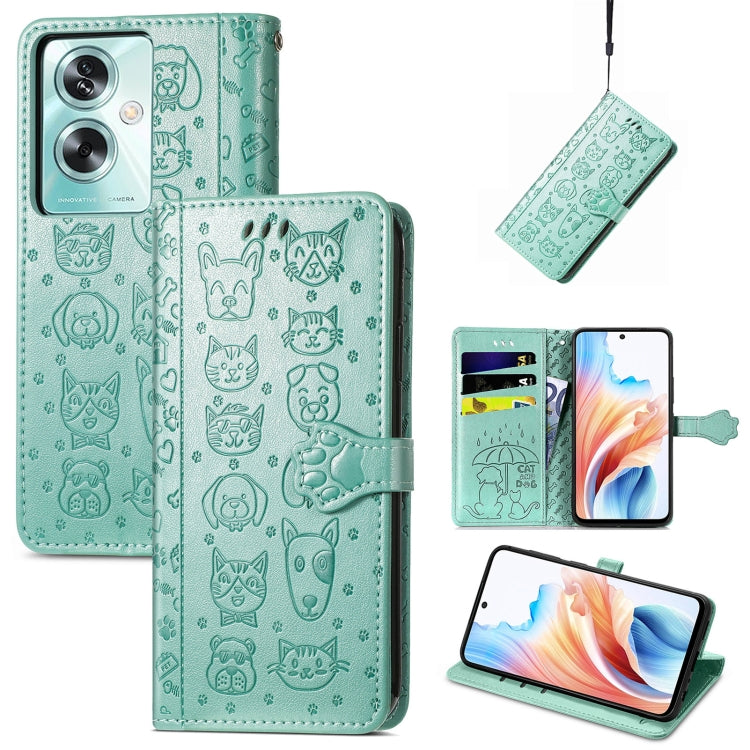Cat and Dog Embossed Leather Phone Case, For OPPO A79 5G / A2 5G, ForOPPO Reno11 F 5G, For OPPO A38