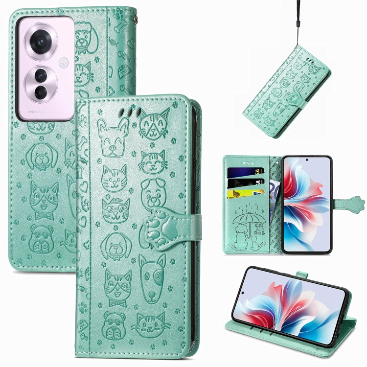 Cat and Dog Embossed Leather Phone Case, For OPPO A79 5G / A2 5G, ForOPPO Reno11 F 5G, For OPPO A38