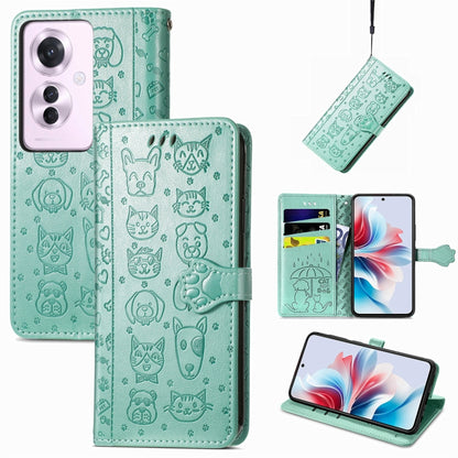Cat and Dog Embossed Leather Phone Case, For OPPO A79 5G / A2 5G, ForOPPO Reno11 F 5G, For OPPO A38