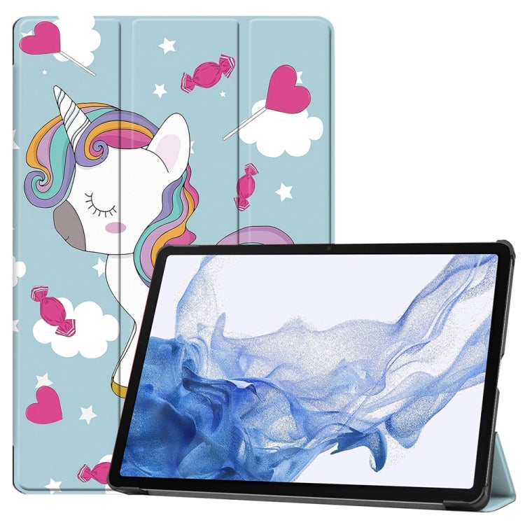 JUNSUNMAY Custer Painted 3-Fold Stand Leather Smart Tablet Case, For Samsung Galaxy Tab S9, For Samsung Galaxy Tab S9 FE+ 12.4, For Samsung Galaxy Tab S9 FE 10.9, For Samsung Galaxy Tab S9+