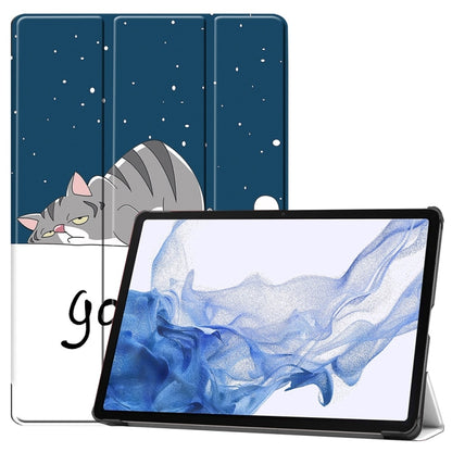 JUNSUNMAY Custer Painted 3-Fold Stand Leather Smart Tablet Case, For Samsung Galaxy Tab S9, For Samsung Galaxy Tab S9 FE+ 12.4, For Samsung Galaxy Tab S9 FE 10.9, For Samsung Galaxy Tab S9+