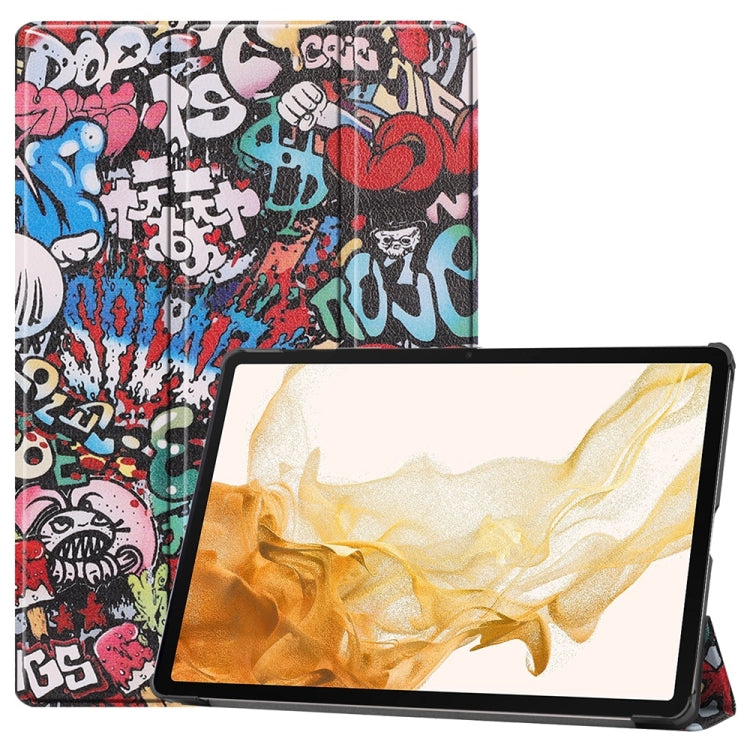JUNSUNMAY Custer Painted 3-Fold Stand Leather Smart Tablet Case, For Samsung Galaxy Tab S9, For Samsung Galaxy Tab S9 FE+ 12.4, For Samsung Galaxy Tab S9 FE 10.9, For Samsung Galaxy Tab S9+