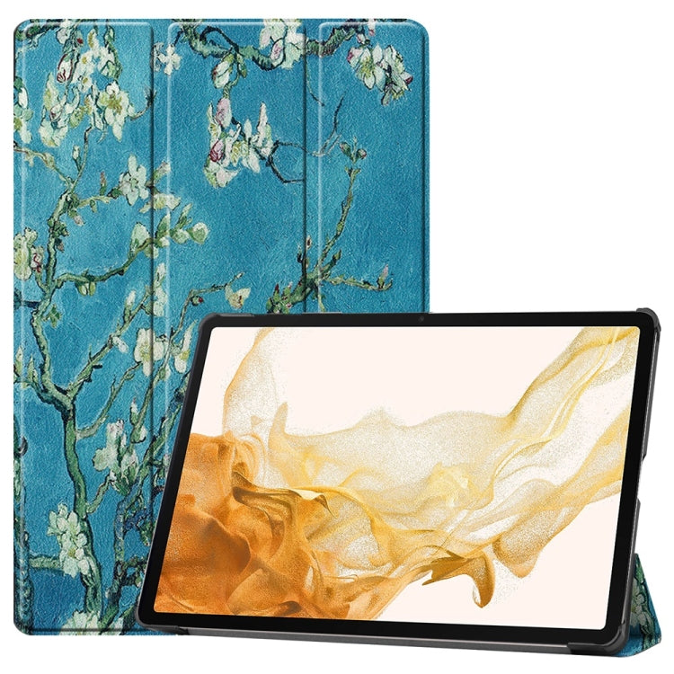 JUNSUNMAY Custer Painted 3-Fold Stand Leather Smart Tablet Case, For Samsung Galaxy Tab S9, For Samsung Galaxy Tab S9 FE+ 12.4, For Samsung Galaxy Tab S9+, For Samsung Galaxy Tab S9 FE 10.9