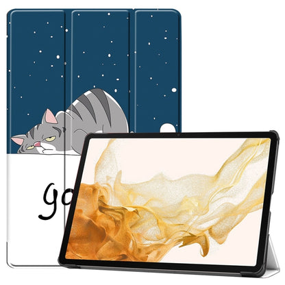 JUNSUNMAY Custer Painted 3-Fold Stand Leather Smart Tablet Case, For Samsung Galaxy Tab S9, For Samsung Galaxy Tab S9 FE+ 12.4, For Samsung Galaxy Tab S9+, For Samsung Galaxy Tab S9 FE 10.9