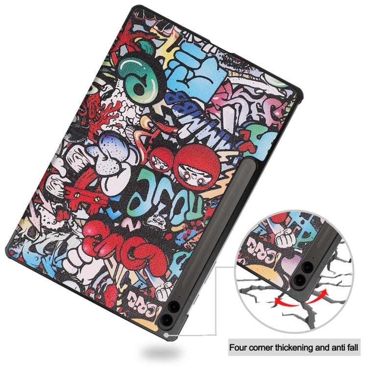JUNSUNMAY Custer Painted 3-Fold Stand Leather Smart Tablet Case, For Samsung Galaxy Tab S9 FE+ 12.4, For Samsung Galaxy Tab S9, For Samsung Galaxy Tab S9+, For Samsung Galaxy Tab S9 FE 10.9