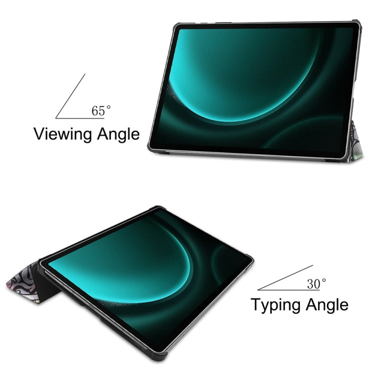 JUNSUNMAY Custer Painted 3-Fold Stand Leather Smart Tablet Case, For Samsung Galaxy Tab S9 FE+ 12.4, For Samsung Galaxy Tab S9, For Samsung Galaxy Tab S9+, For Samsung Galaxy Tab S9 FE 10.9