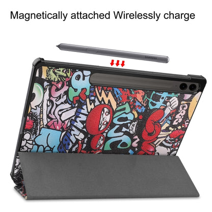JUNSUNMAY Custer Painted 3-Fold Stand Leather Smart Tablet Case, For Samsung Galaxy Tab S9 FE+ 12.4, For Samsung Galaxy Tab S9, For Samsung Galaxy Tab S9+, For Samsung Galaxy Tab S9 FE 10.9