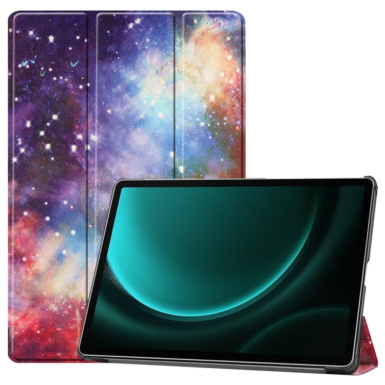 JUNSUNMAY Custer Painted 3-Fold Stand Leather Smart Tablet Case, For Samsung Galaxy Tab S9, For Samsung Galaxy Tab S9 FE+ 12.4, For Samsung Galaxy Tab S9 FE 10.9, For Samsung Galaxy Tab S9+