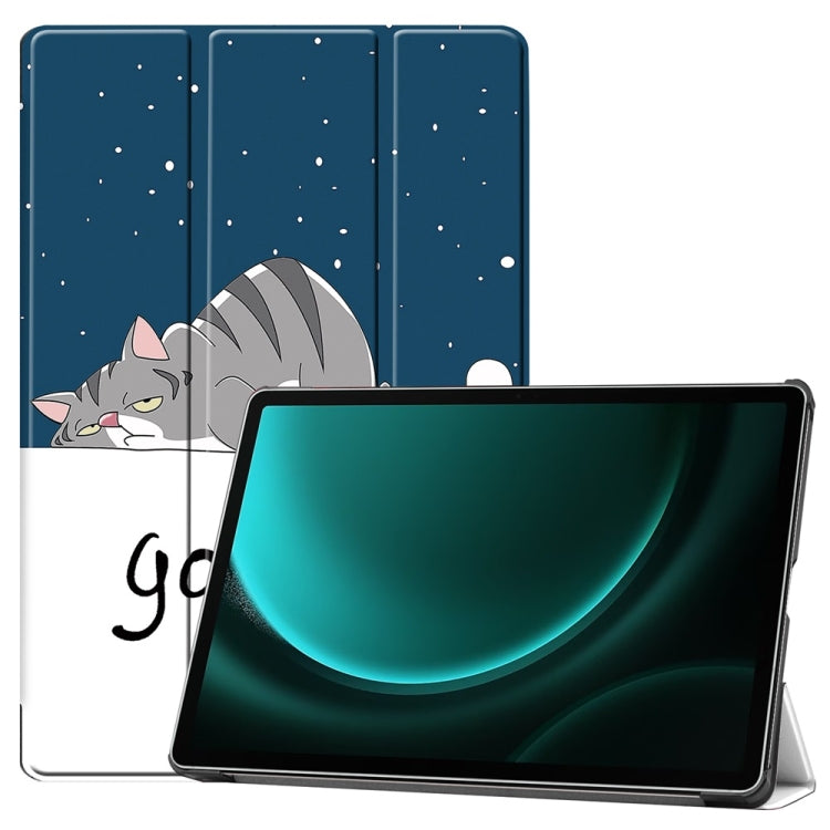 JUNSUNMAY Custer Painted 3-Fold Stand Leather Smart Tablet Case, For Samsung Galaxy Tab S9, For Samsung Galaxy Tab S9 FE+ 12.4, For Samsung Galaxy Tab S9 FE 10.9, For Samsung Galaxy Tab S9+
