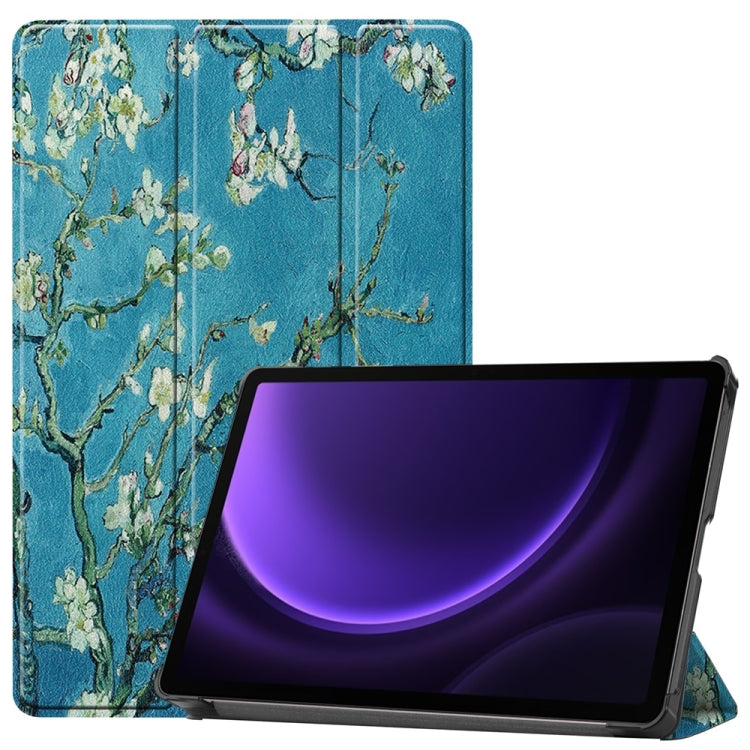 JUNSUNMAY Custer Painted 3-Fold Stand Leather Smart Tablet Case, For Samsung Galaxy Tab S9, For Samsung Galaxy Tab S9 FE+ 12.4, For Samsung Galaxy Tab S9 FE 10.9, For Samsung Galaxy Tab S9+