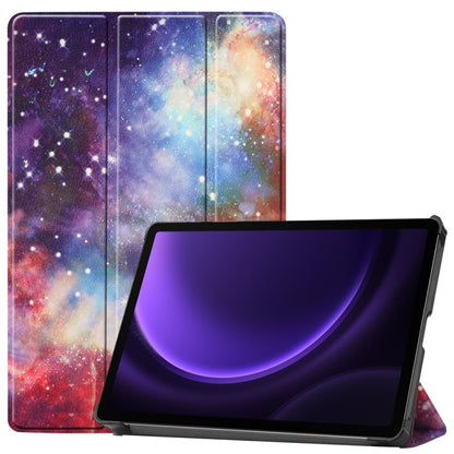 JUNSUNMAY Custer Painted 3-Fold Stand Leather Smart Tablet Case, For Samsung Galaxy Tab S9, For Samsung Galaxy Tab S9 FE+ 12.4, For Samsung Galaxy Tab S9 FE 10.9, For Samsung Galaxy Tab S9+