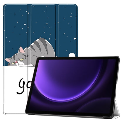 JUNSUNMAY Custer Painted 3-Fold Stand Leather Smart Tablet Case, For Samsung Galaxy Tab S9, For Samsung Galaxy Tab S9 FE+ 12.4, For Samsung Galaxy Tab S9 FE 10.9, For Samsung Galaxy Tab S9+