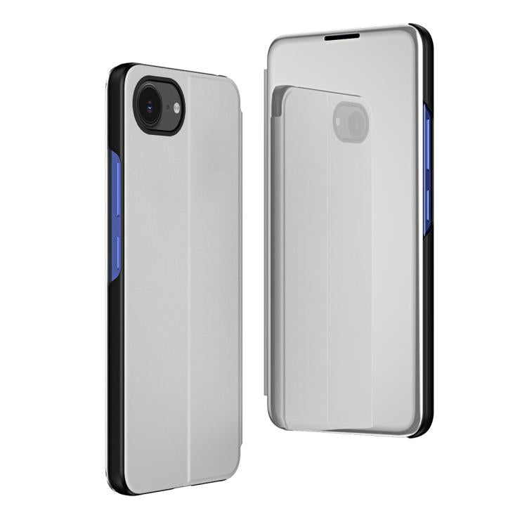 Plated Mirror Horizontal Flip Leather Phone Case with Holder, For iPhone Air, For iPhone 16e, For iPhone 16 Pro Max