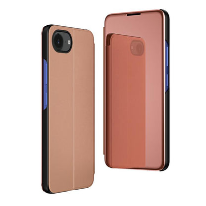 Plated Mirror Horizontal Flip Leather Phone Case with Holder, For iPhone Air, For iPhone 16e, For iPhone 16 Pro Max
