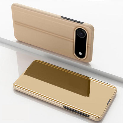 Plated Mirror Horizontal Flip Leather Phone Case with Holder, For iPhone Air, For iPhone 16e, For iPhone 16 Pro Max