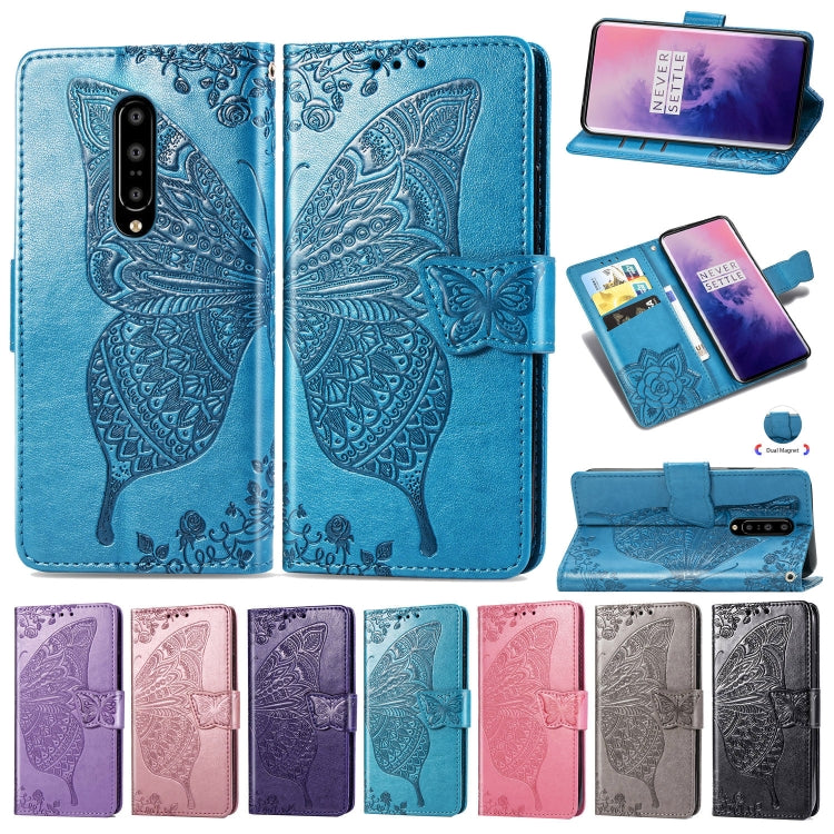 Butterfly Love Flowers Embossing Horizontal Flip Leather Case for One Plus 7 Pro with Holder & Card Slots & Wallet & Lanyard, For OnePlus 7 Pro