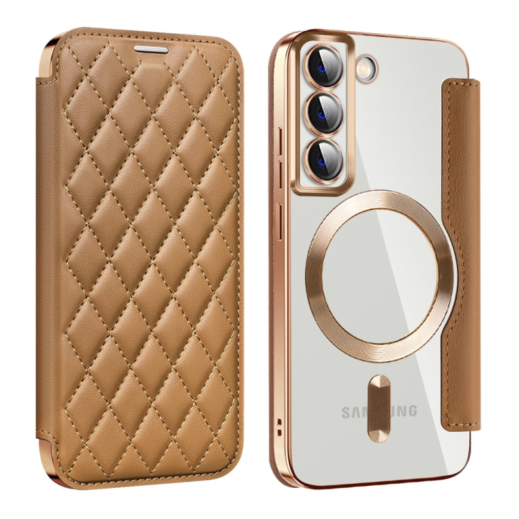 Shield MagSafe RFID Anti-theft Rhombus Leather Phone Case, For Samsung Galaxy S22 Ultra 5G, For Samsung Galaxy S22+ 5G, For Samsung Galaxy S22 5G