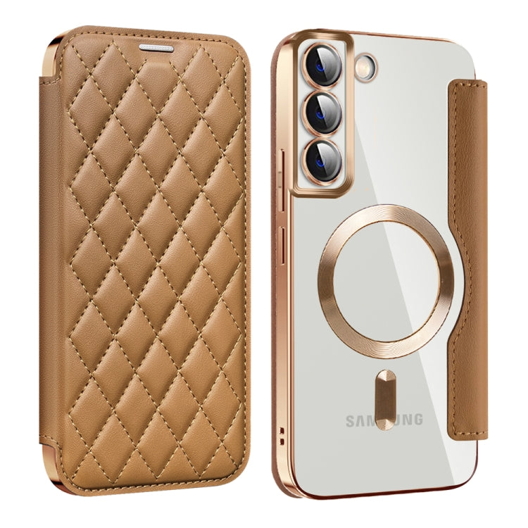 Shield MagSafe RFID Anti-theft Rhombus Leather Phone Case, For Samsung Galaxy S22 Ultra 5G, For Samsung Galaxy S22+ 5G, For Samsung Galaxy S22 5G