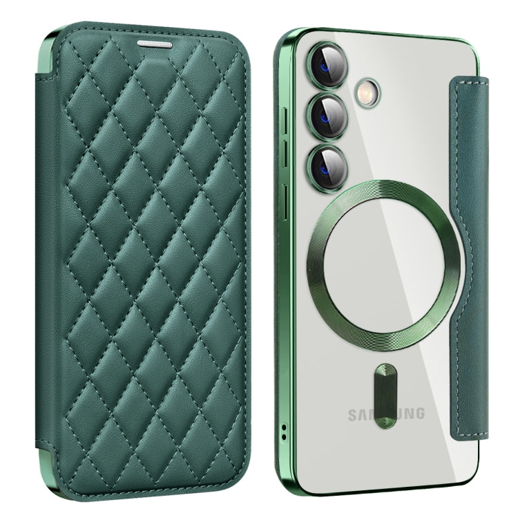 Shield MagSafe RFID Anti-theft Rhombus Leather Phone Case, For Samsung Galaxy S24+ 5G, For Samsung Galaxy S24 5G, For Samsung Galaxy A15