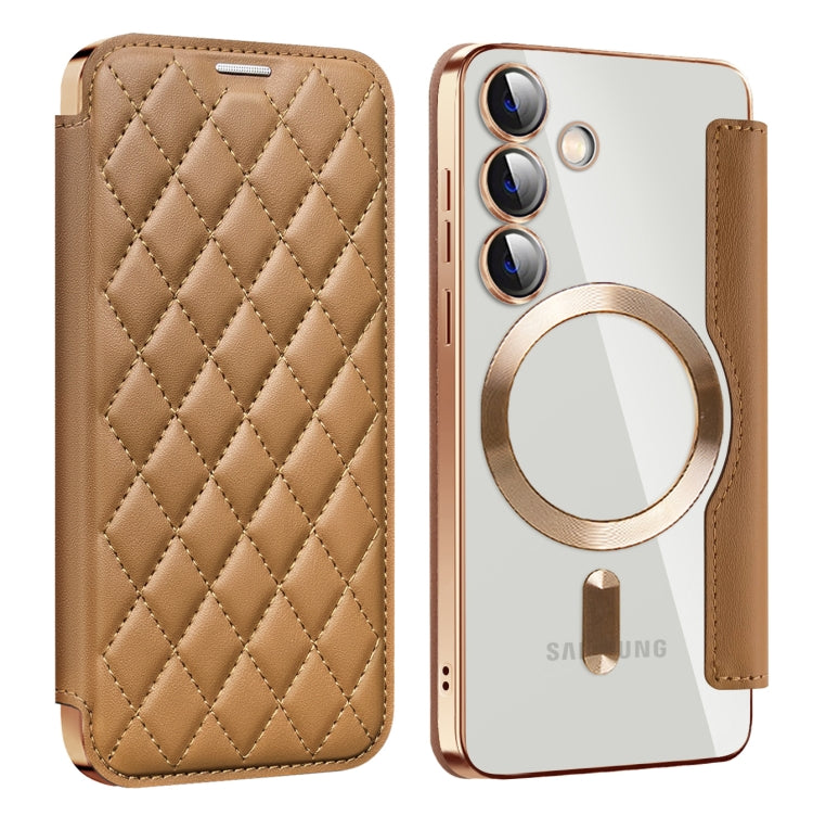 Shield MagSafe RFID Anti-theft Rhombus Leather Phone Case, For Samsung Galaxy S24+ 5G, For Samsung Galaxy S24 5G, For Samsung Galaxy A15