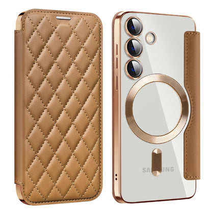 Shield MagSafe RFID Anti-theft Rhombus Leather Phone Case, For Samsung Galaxy S24+ 5G, For Samsung Galaxy S24 5G, For Samsung Galaxy A15