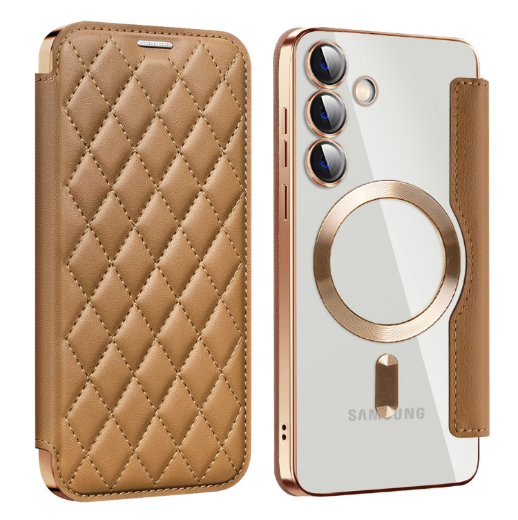 Shield MagSafe RFID Anti-theft Rhombus Leather Phone Case, For Samsung Galaxy S24+ 5G, For Samsung Galaxy S24 5G, For Samsung Galaxy A15