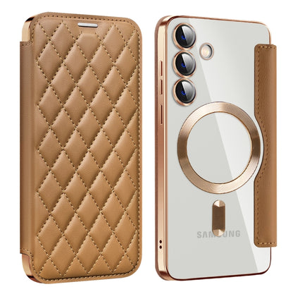 Shield MagSafe RFID Anti-theft Rhombus Leather Phone Case, For Samsung Galaxy S24+ 5G, For Samsung Galaxy S24 5G, For Samsung Galaxy A15
